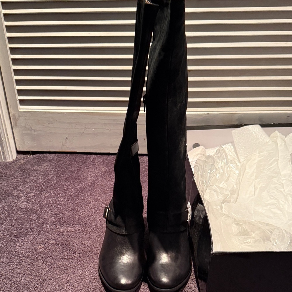 Chocolat Blu Black Over the Knee Boots